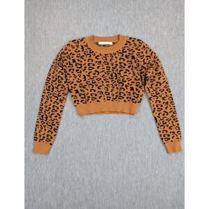Altar'd State Sweater Womens Medium Leopard Print Pullover Animal Cropped Knit